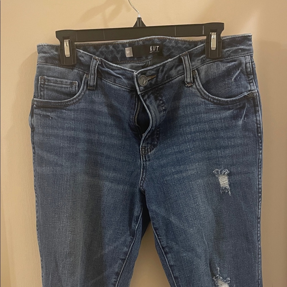 Kut from the Kloth Catherine Distressed Dark Blue Boyfriend Jeans